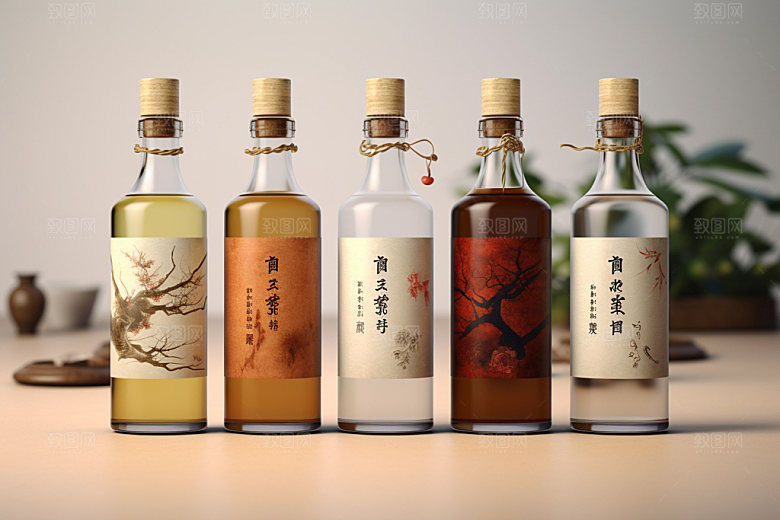 白酒酒瓶立体中国风模型