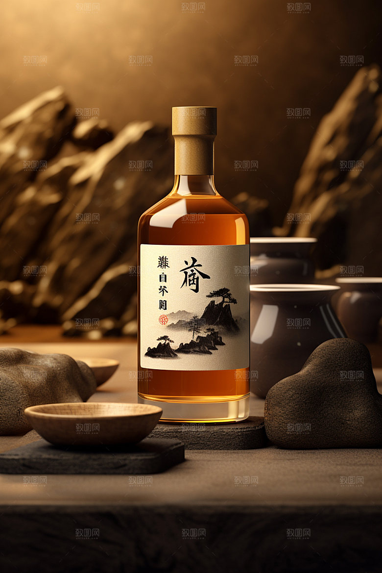 白酒酒瓶酒类传统模型