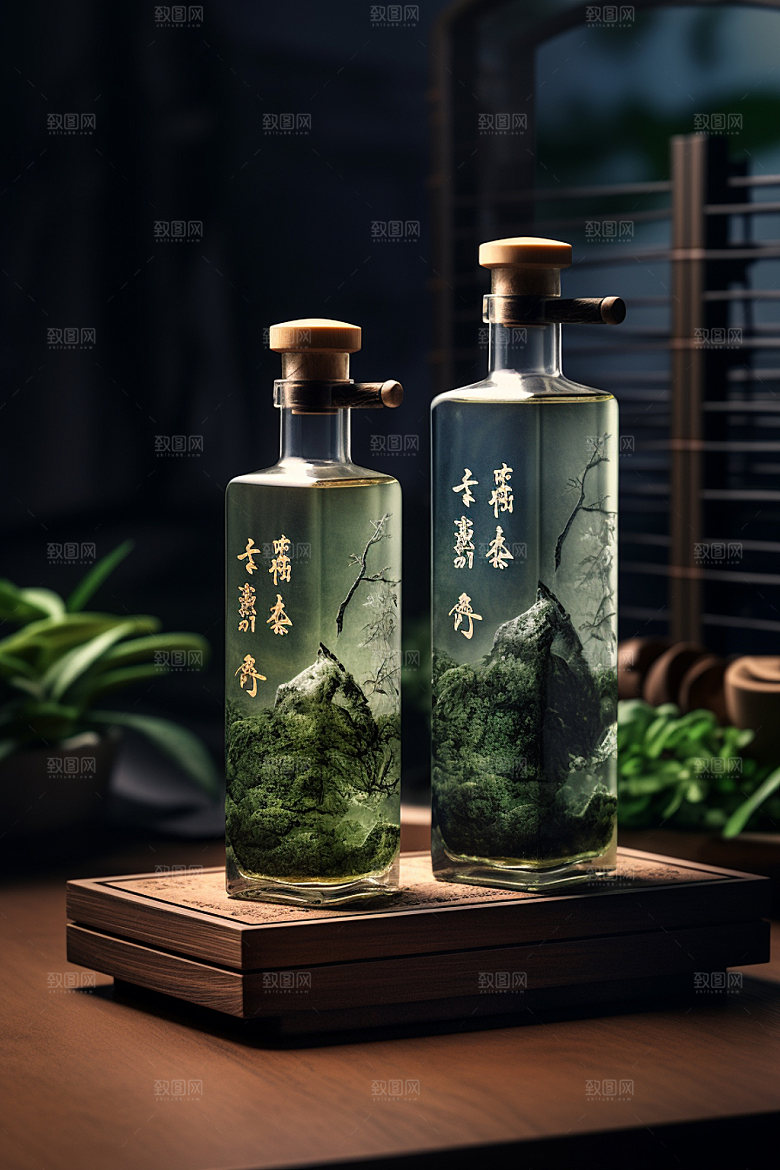 白酒酒瓶中式立体模型