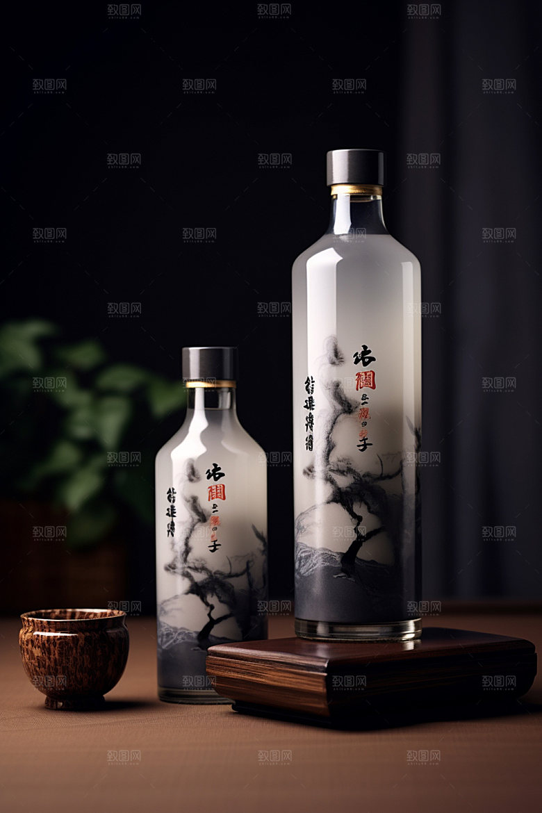 白酒酒瓶传统立体模型