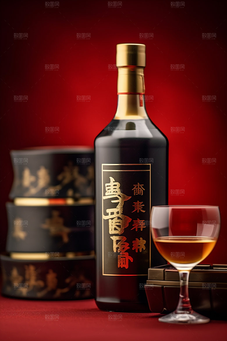 白酒酒瓶3D中国风模型