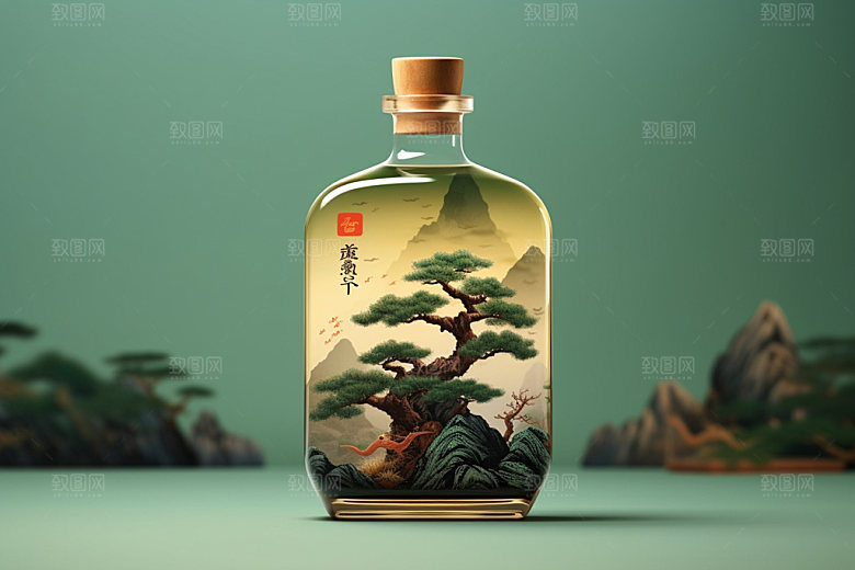 白酒酒瓶包装设计立体模型