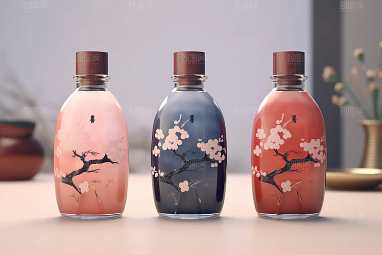 白酒酒瓶包装设计中国风模型