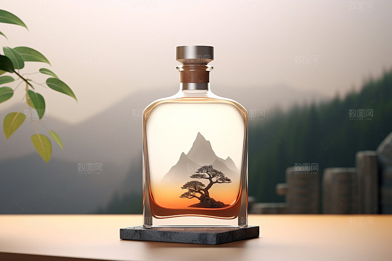 白酒酒瓶立体包装设计模型