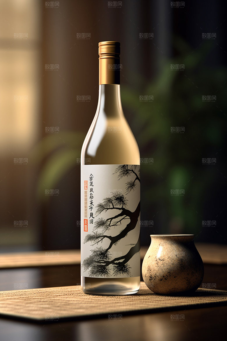 白酒酒瓶立体传统模型