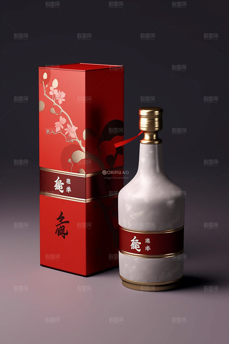 白酒酒瓶中国风3D模型
