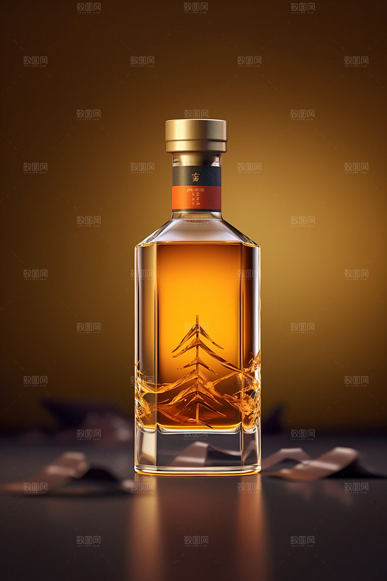 白酒酒瓶立体中国风模型