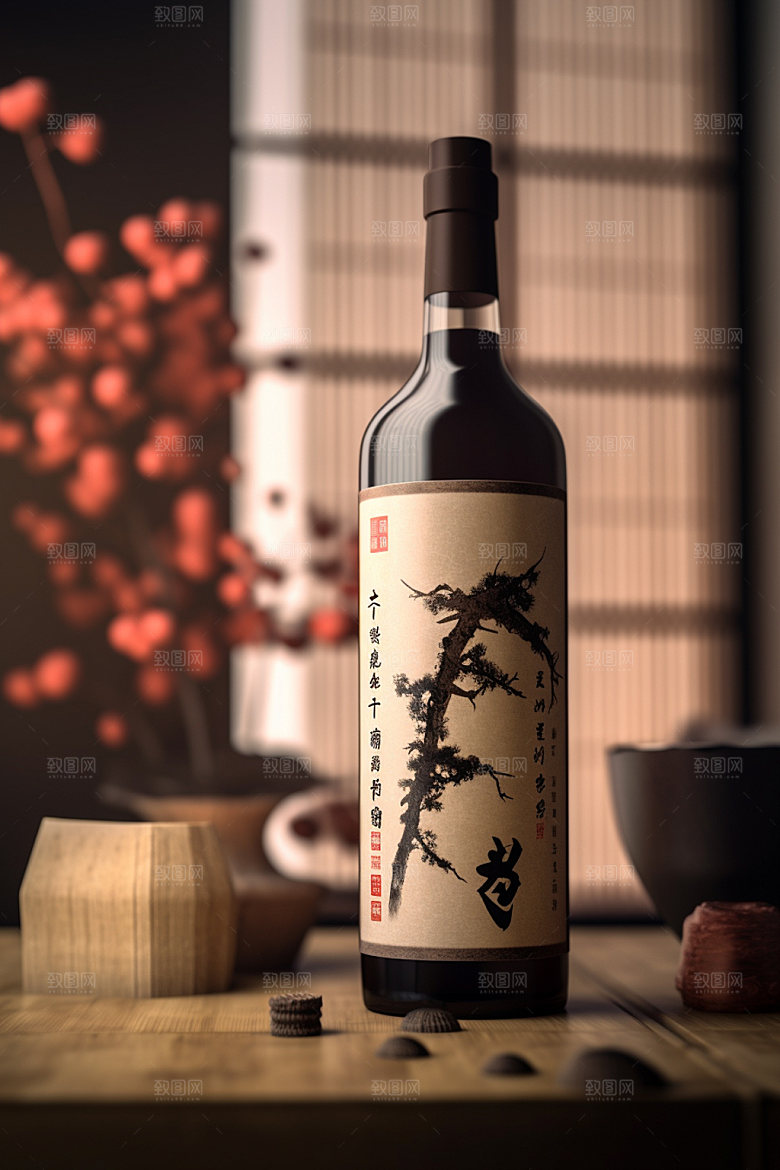 白酒酒瓶中国风中式模型
