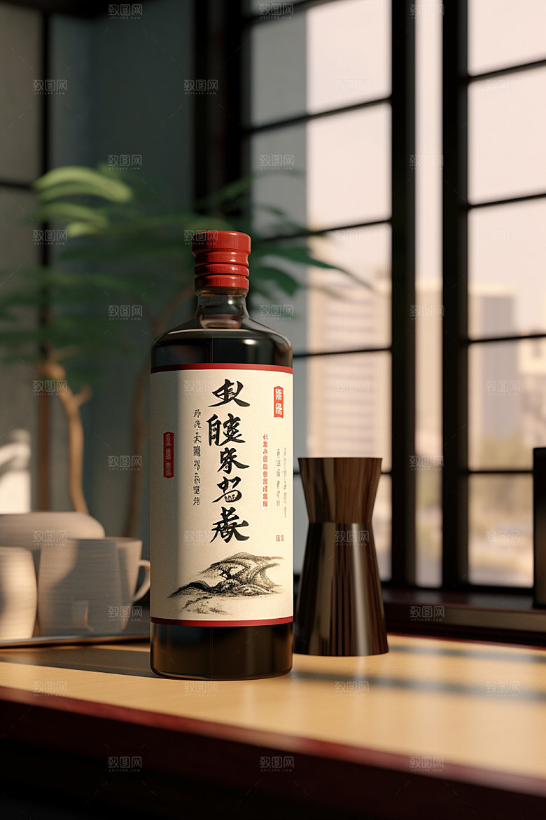 白酒酒瓶中国风中式模型