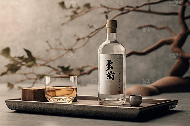 白酒酒瓶传统中国风模型