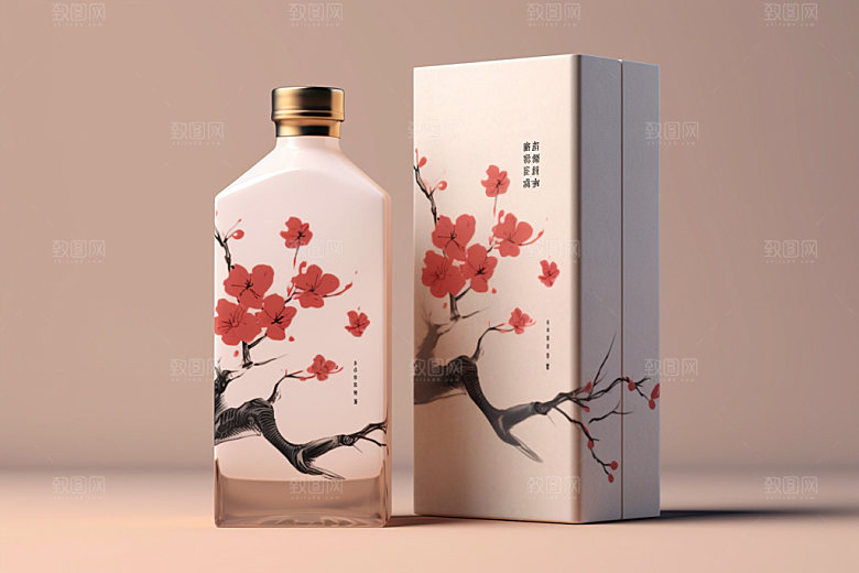 白酒酒瓶包装设计中国风模型