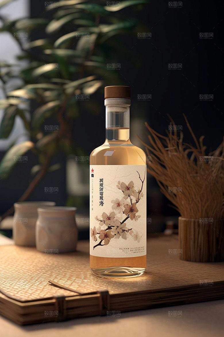 白酒酒瓶中式包装设计模型