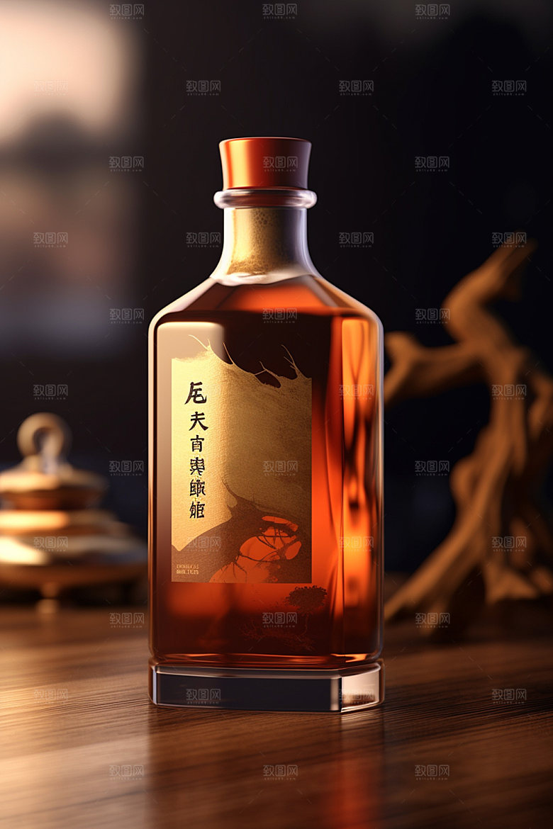 白酒酒瓶3D中国风模型