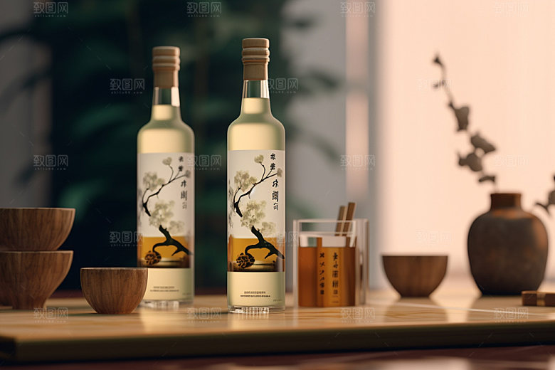 白酒酒瓶中国风包装设计模型