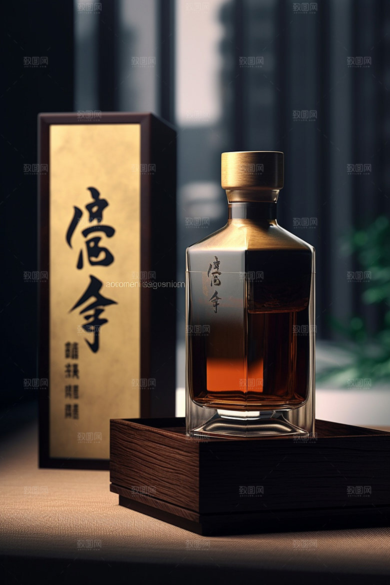 白酒酒瓶中国风3D模型