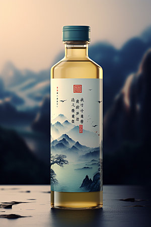 白酒酒瓶中式立体模型