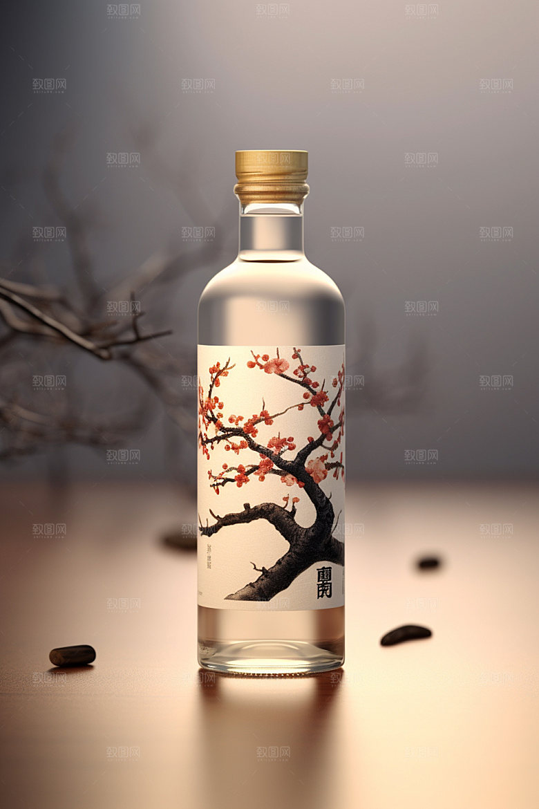 白酒酒瓶中国风立体模型