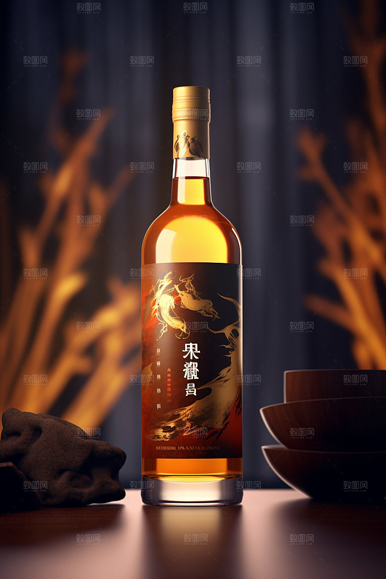 白酒酒瓶包装设计中式模型