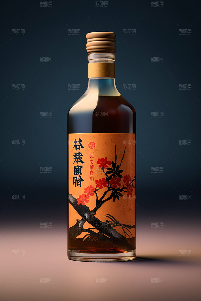 白酒酒瓶中式传统模型
