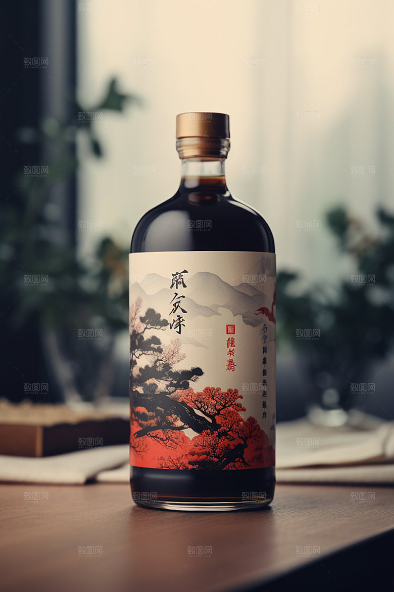 白酒酒瓶立体传统模型