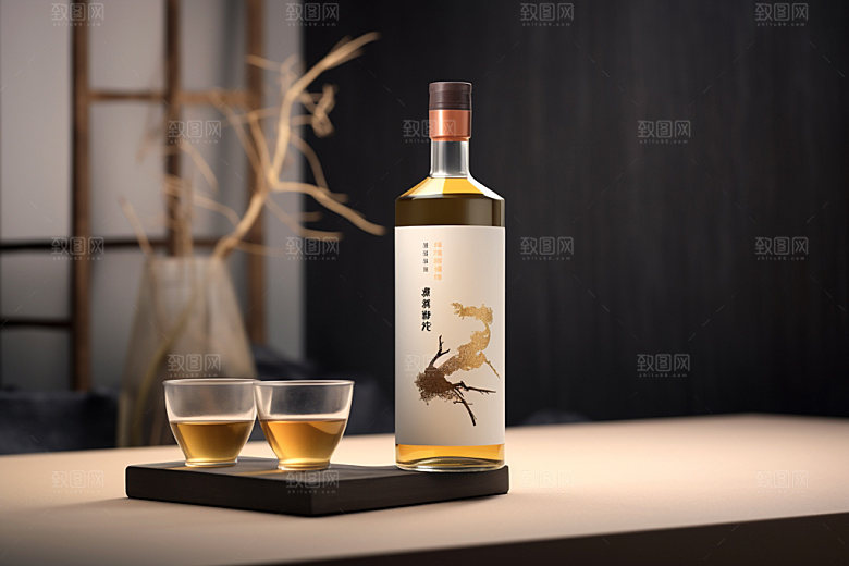白酒酒瓶传统立体模型