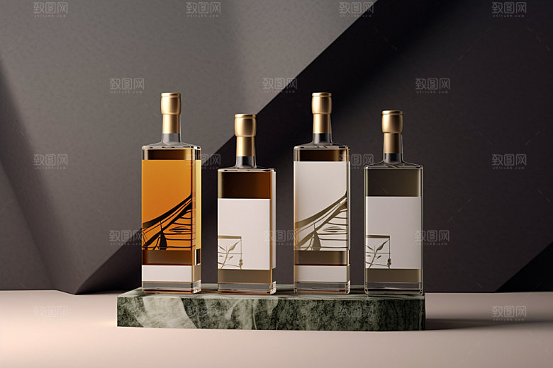 白酒酒瓶传统立体模型