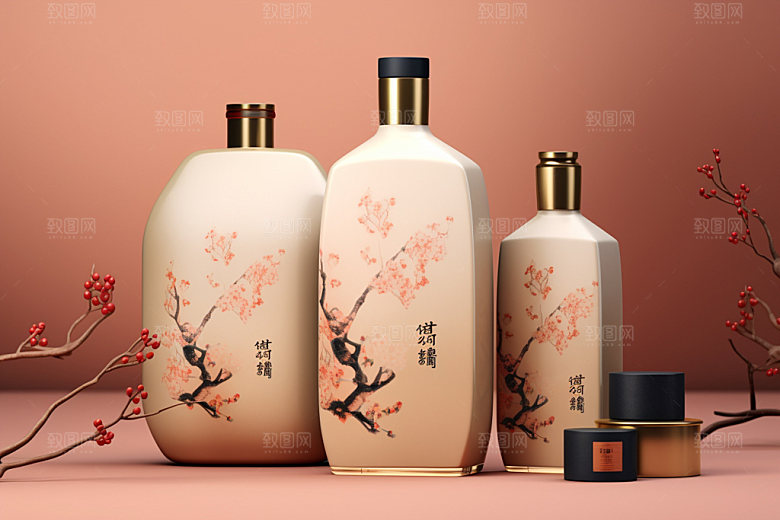 白酒酒瓶中国风传统模型