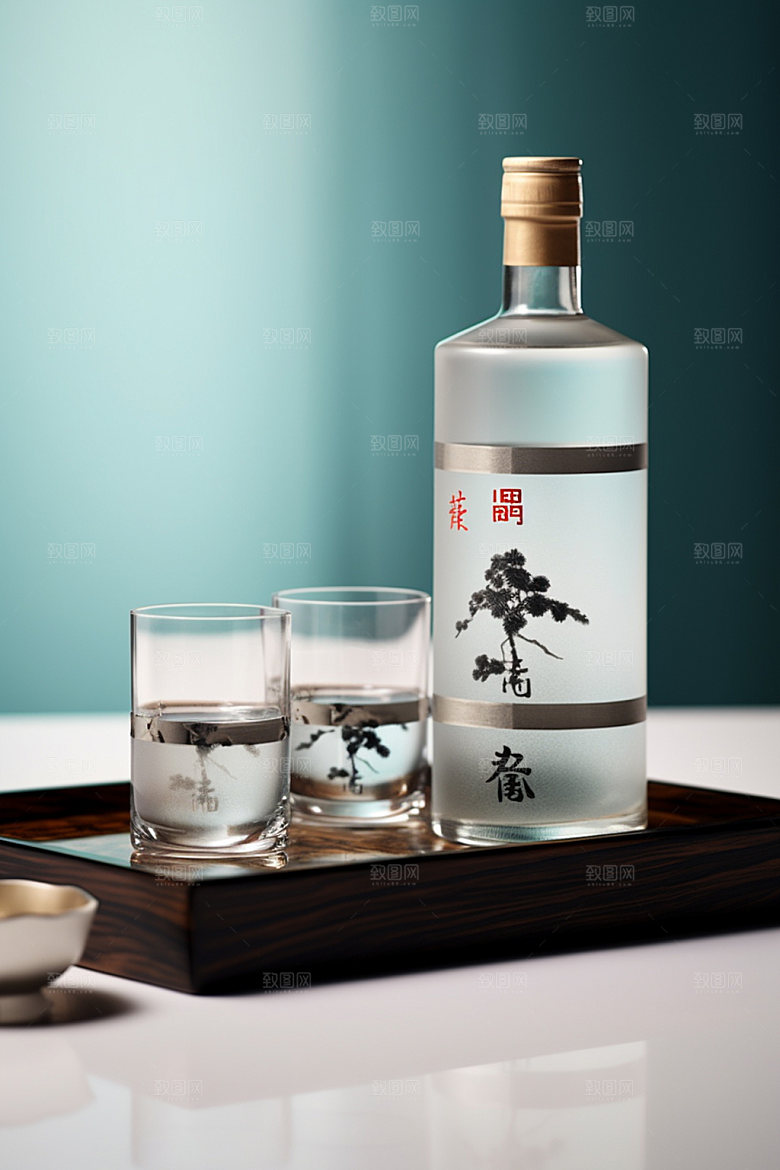 白酒酒瓶立体中国风模型