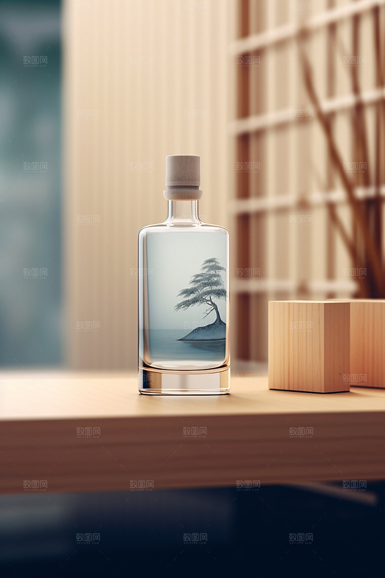 白酒酒瓶传统中国风模型