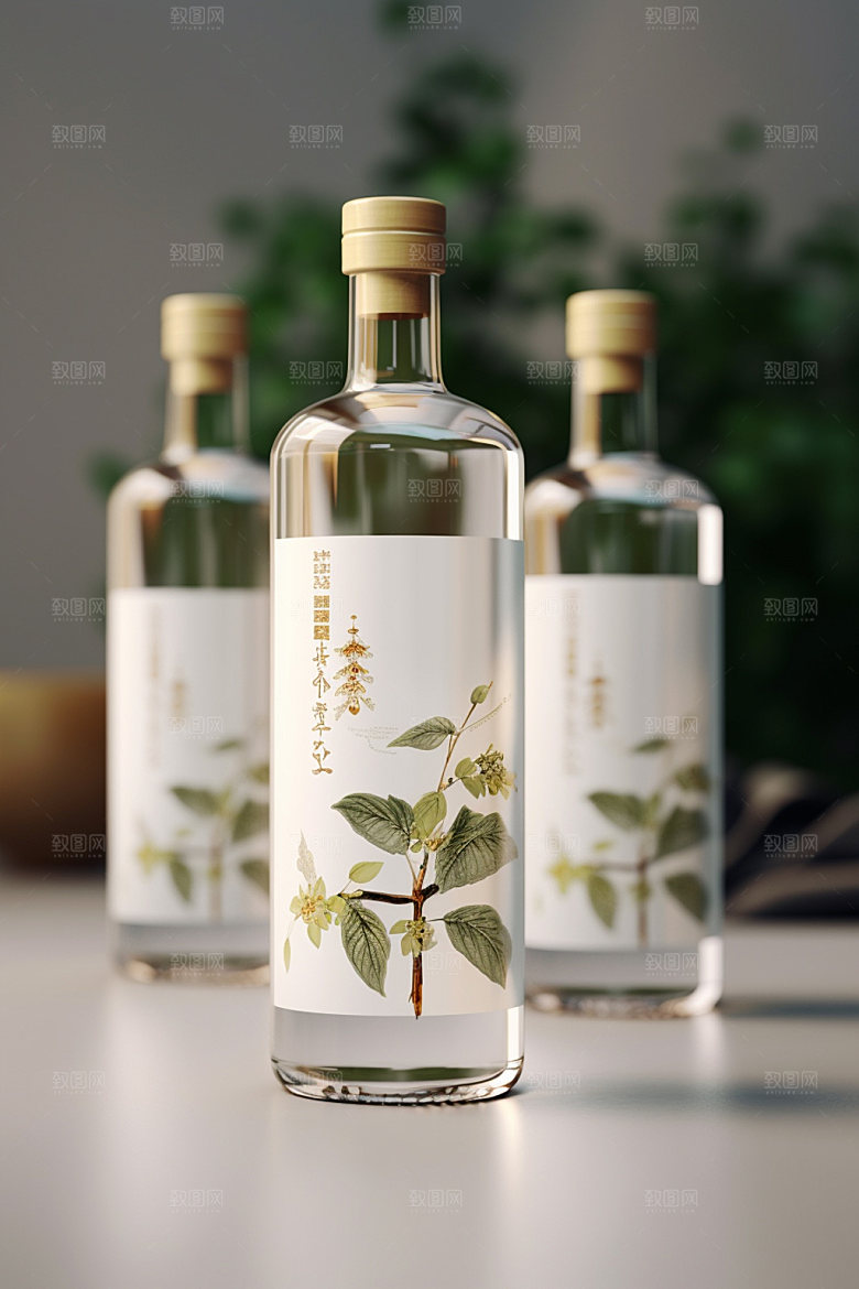 白酒酒瓶中式3D模型