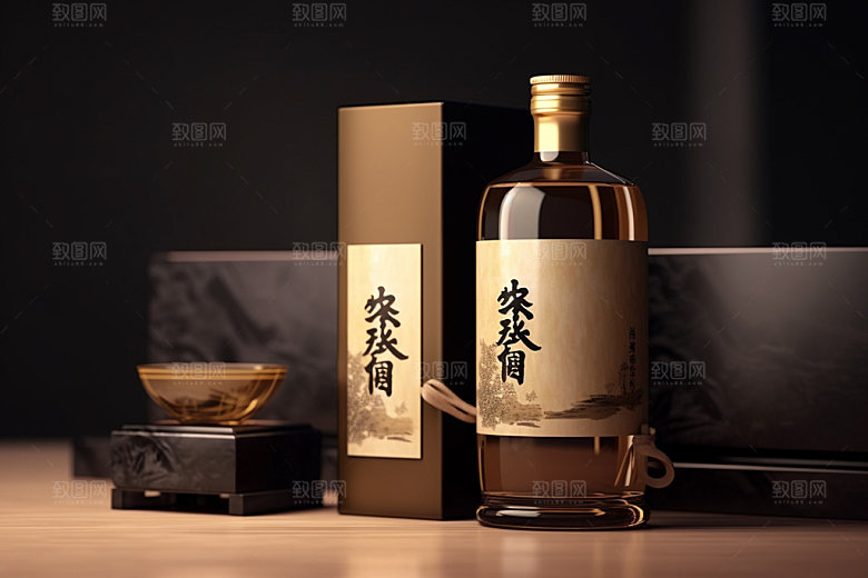 白酒酒瓶立体传统模型