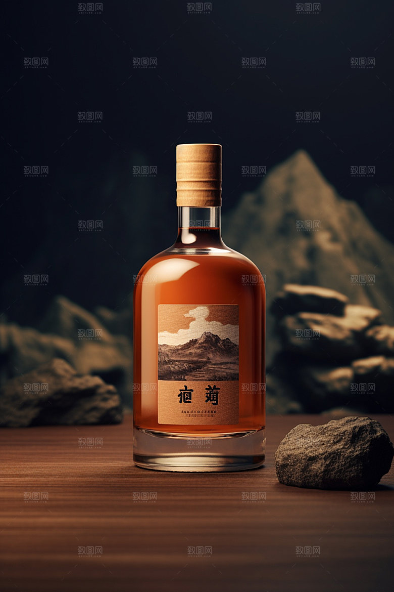 白酒酒瓶传统立体模型