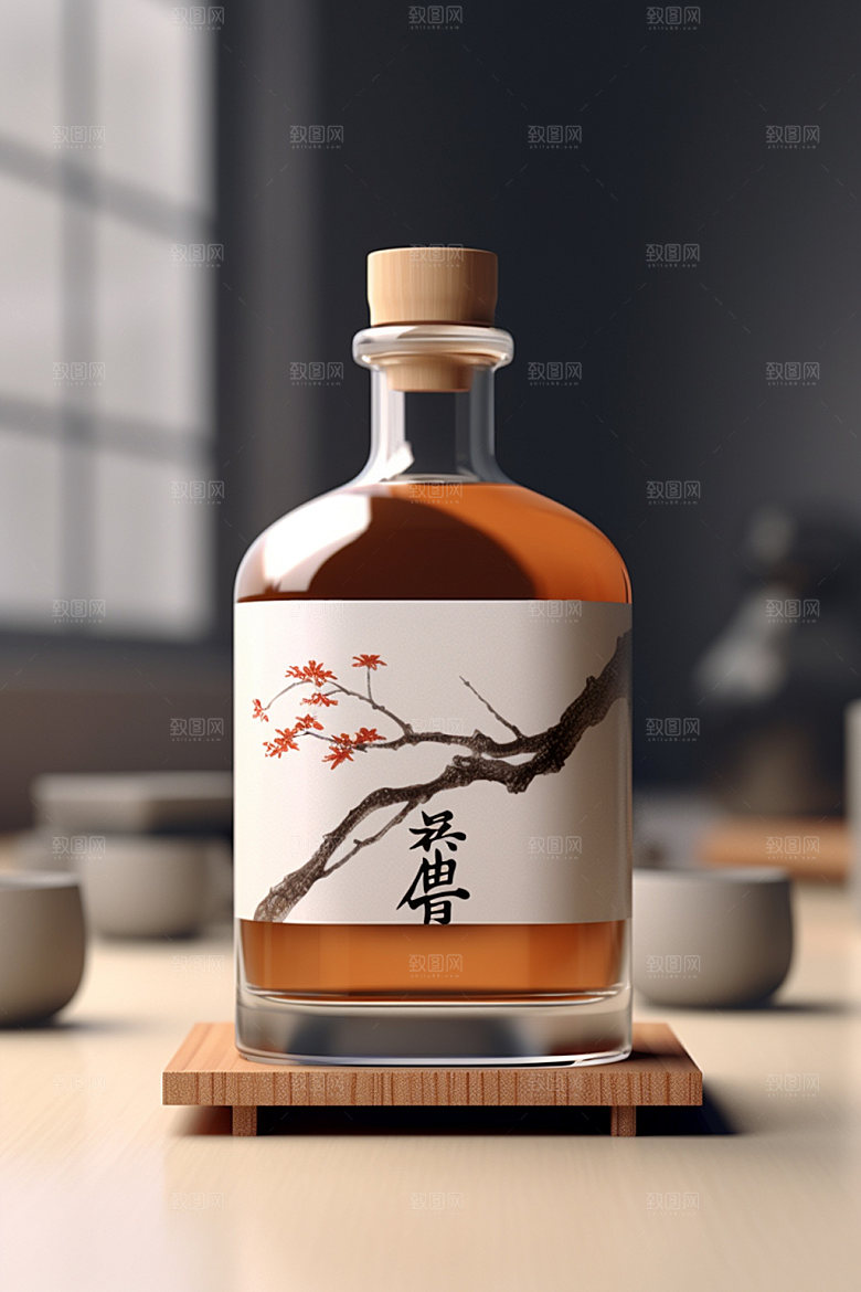 白酒酒瓶酒类中式模型