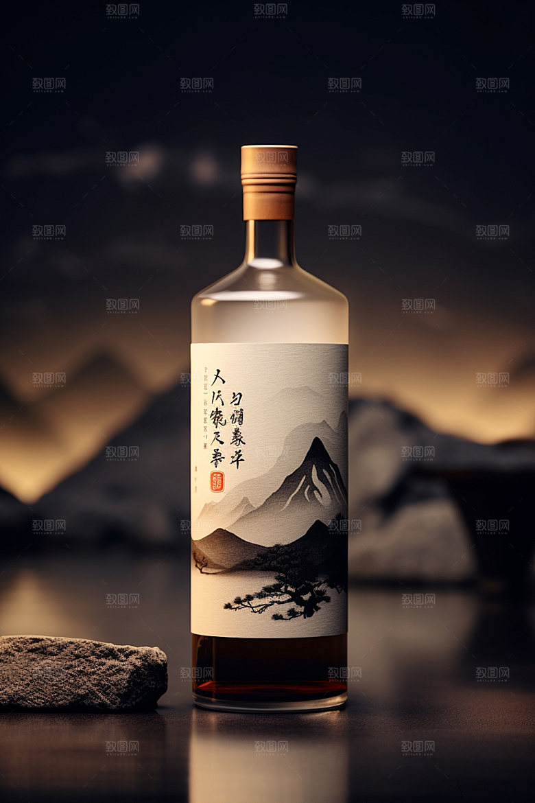 白酒酒瓶中国风3D模型