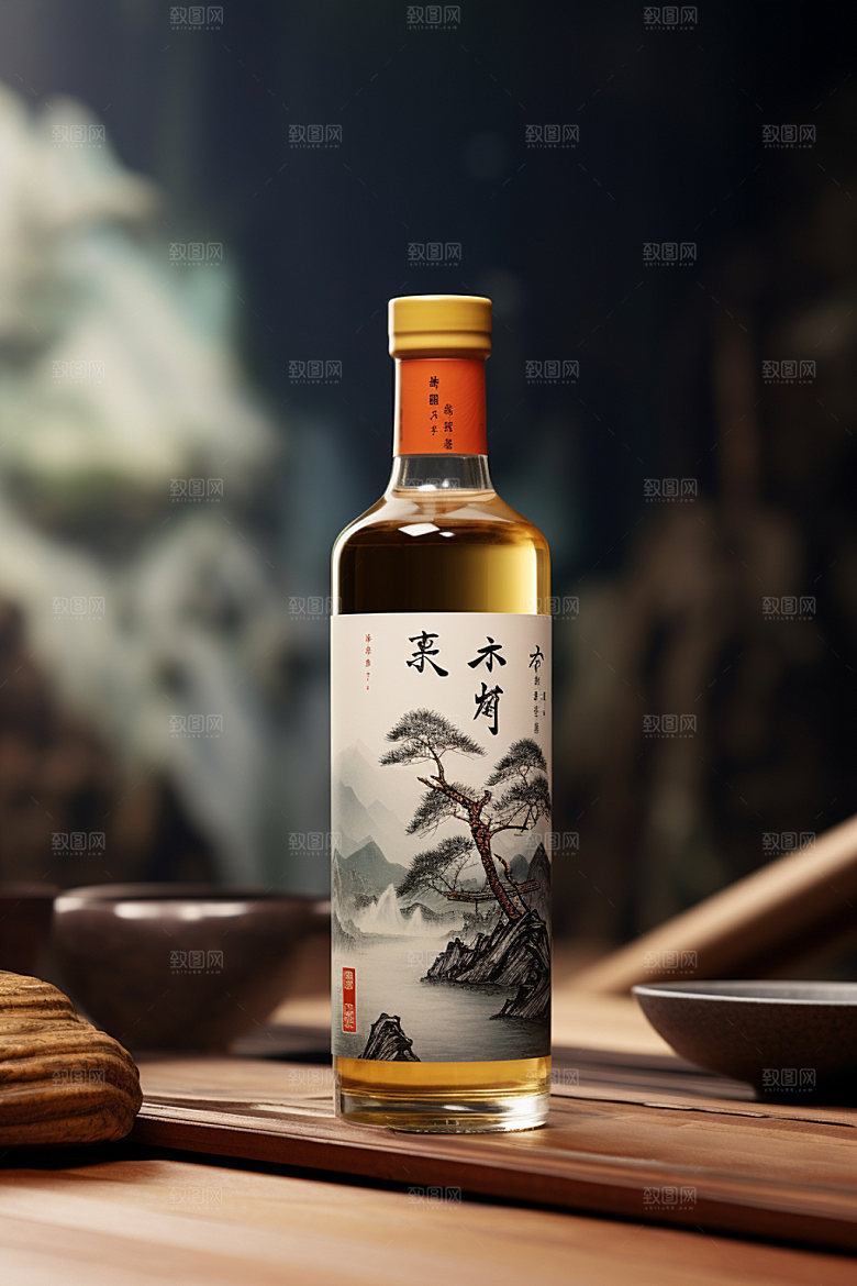 白酒酒瓶传统中式模型