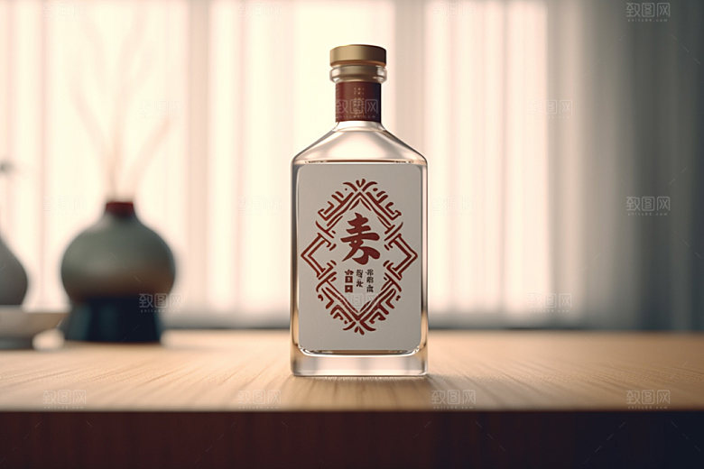 白酒酒瓶中国风中式模型
