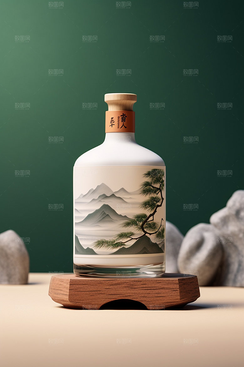 白酒酒瓶传统中国风模型