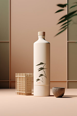 白酒酒瓶立体传统模型