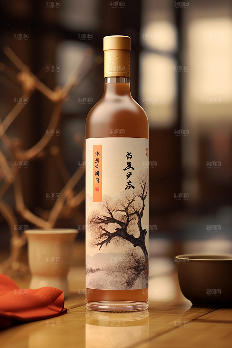 白酒酒瓶3D酒类模型