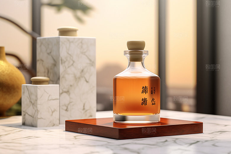 白酒酒瓶中式包装设计模型