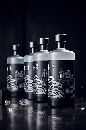 白酒酒瓶中式传统模型