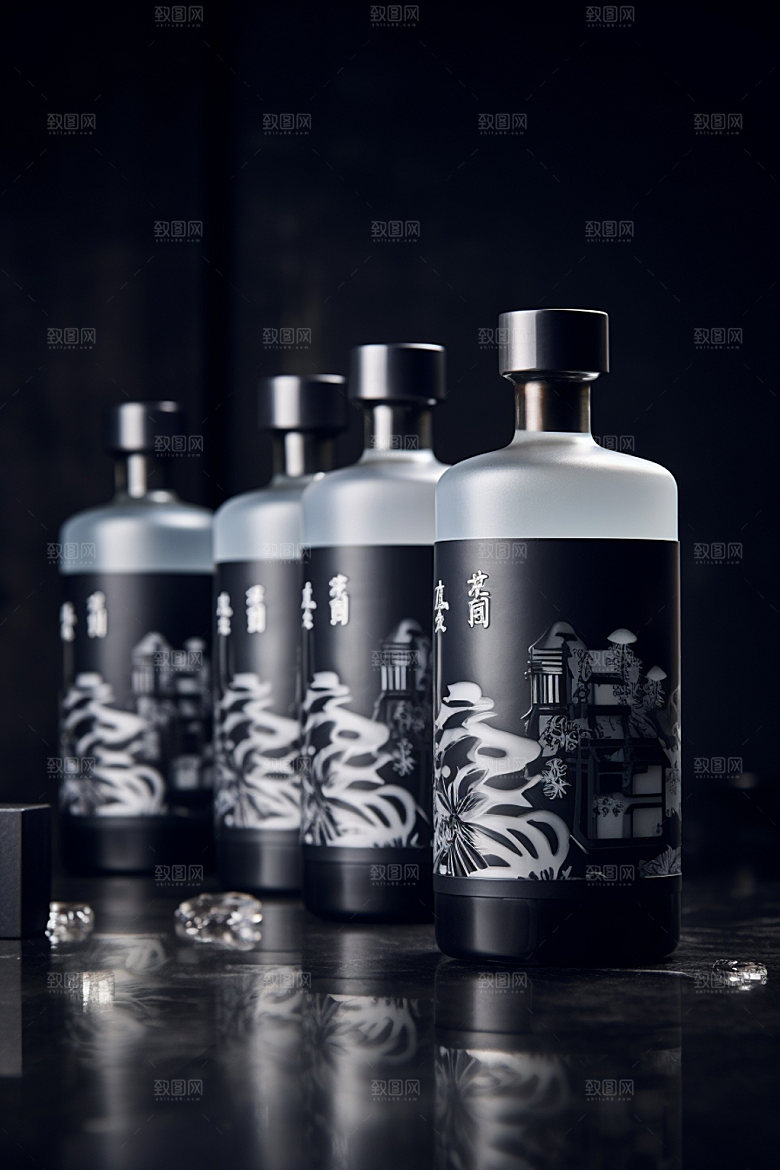 白酒酒瓶中式传统模型