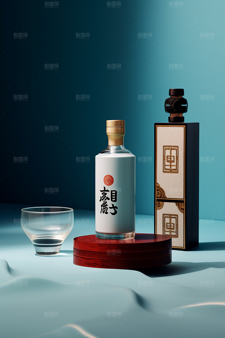白酒酒瓶中国风立体模型