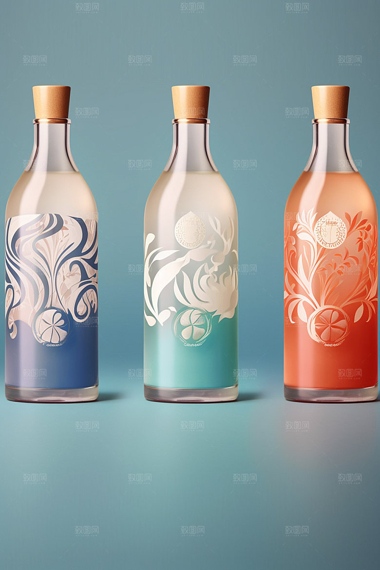 白酒酒瓶中式立体模型