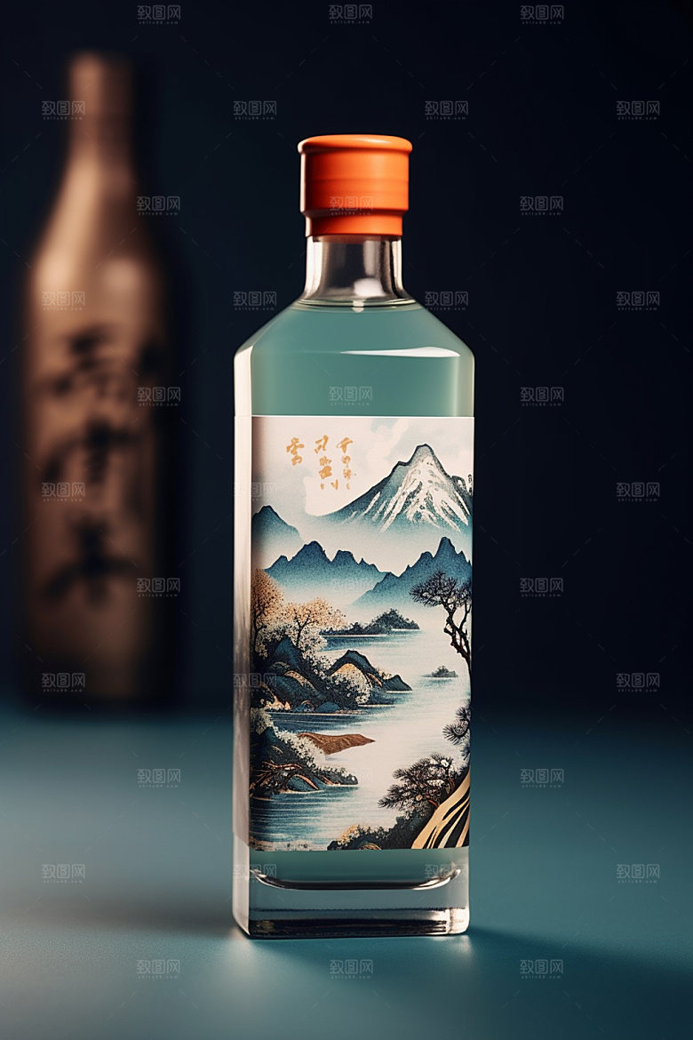 白酒酒瓶包装设计中式模型