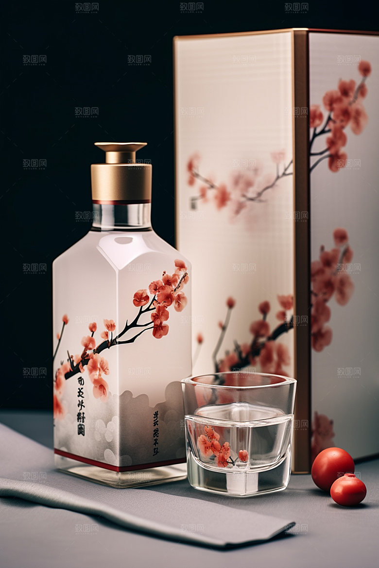 白酒酒瓶中式立体模型