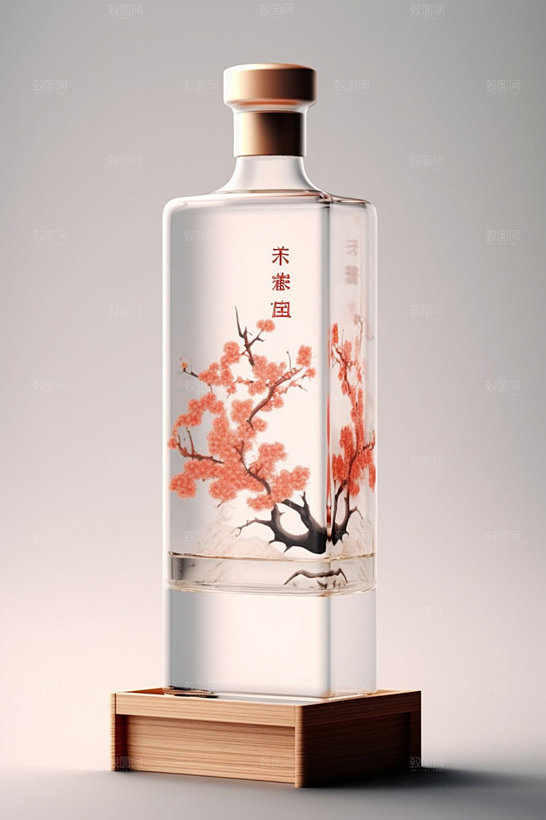 白酒酒瓶中国风立体模型