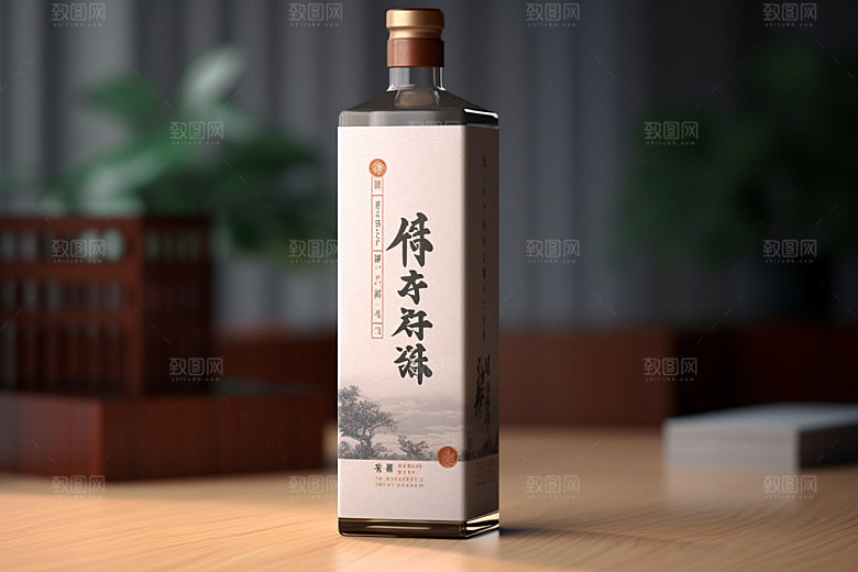 白酒酒瓶立体中国风模型