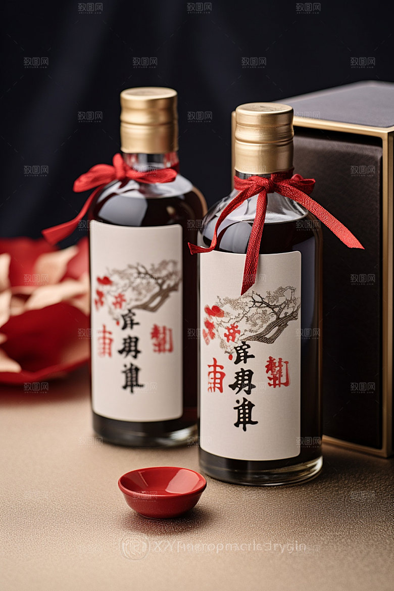 白酒酒瓶中国风包装设计模型