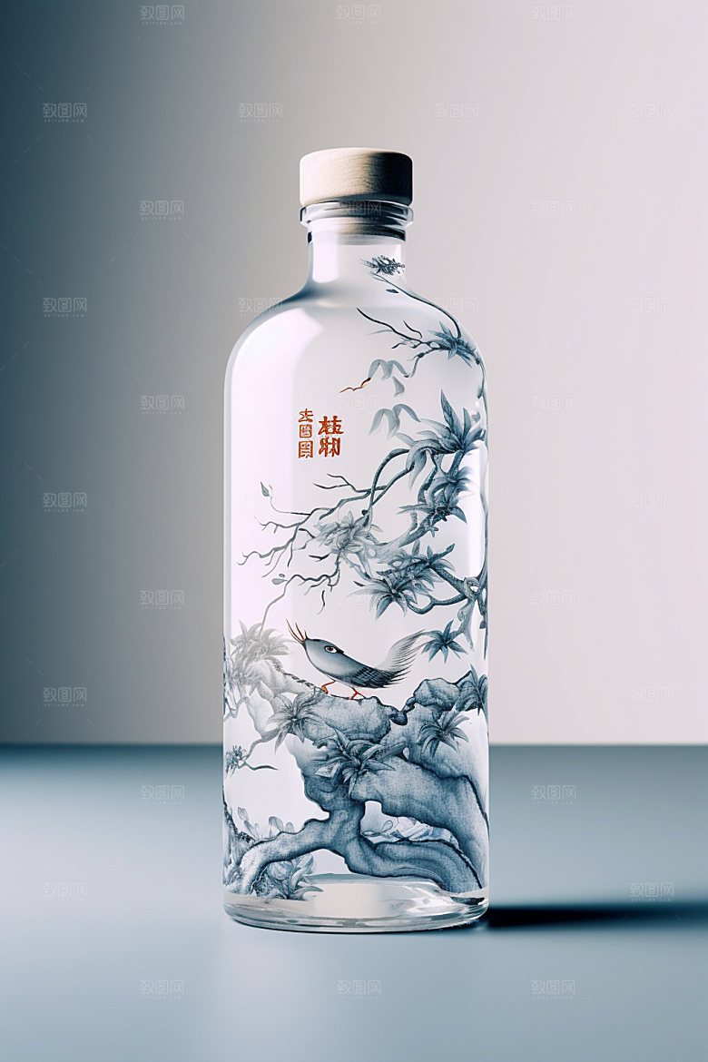 白酒酒瓶传统立体模型